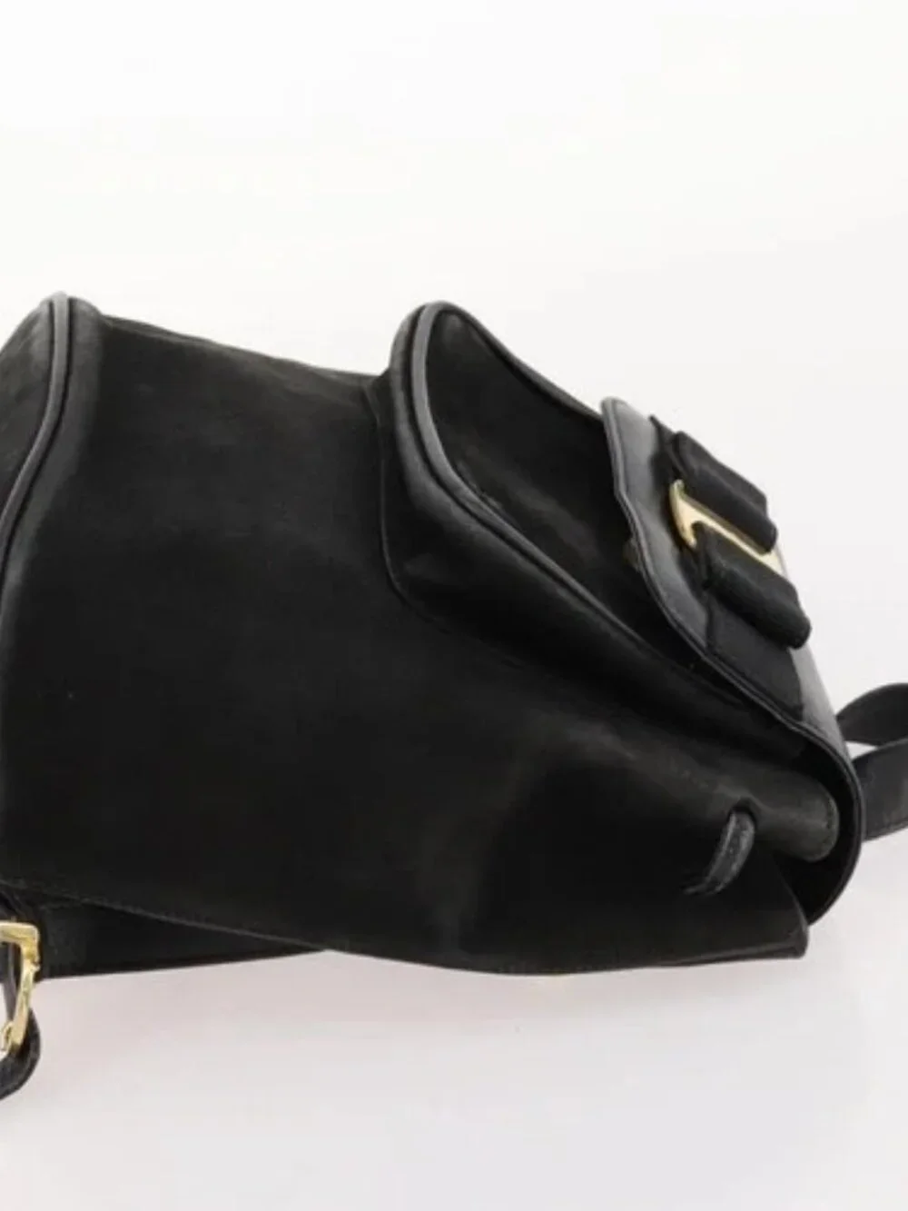 Salvatore Ferragamo Vara Ribbon Backpack Leather Black Gold Auth 172240